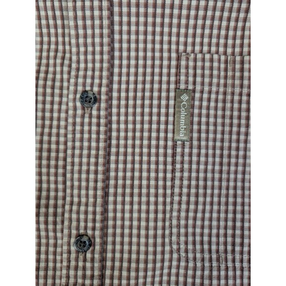 Columbia Button-Up Shirt Mens XXL Brown Plaid Long Sleeve Outdoor Cotton Stretch - Picture 3 of 10